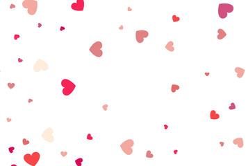 Beautiful Hearts Confetti Falling On The White Background.