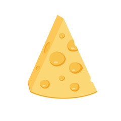 A piece of cheese with holes. Simple flat design. Isolated on white background vector illustration.