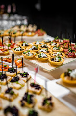 food buffer catering. Different appetizer on table