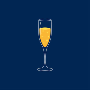 Champagne logo design. Champagne glass logo.