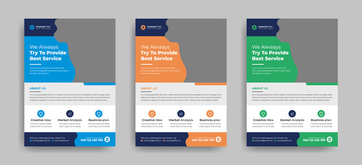 Fototapeta premium Corporate Business flyer template vector design, Flyer Template Geometric shape used for business poster layout, IT Company flyer, corporate banners, and leaflets.