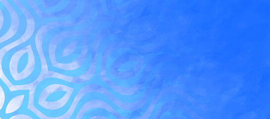 Vector watercolor art background with pattern. Brushstrokes and splashes. Blue watercolour banner. Hand painted watercolor texture for cards, flyer, poster, brochure, and cover design template.