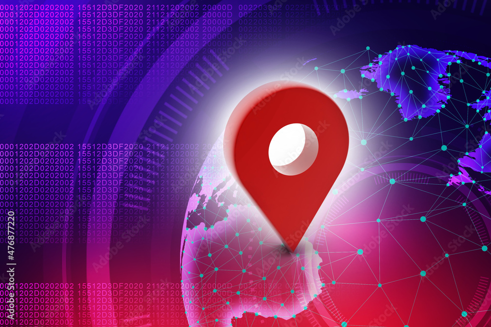 Poster 3d rendering red map pointer