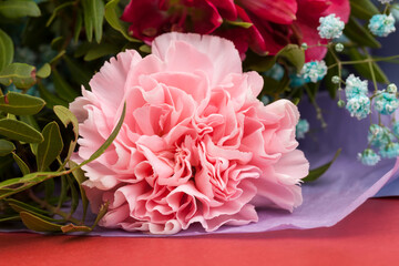 a beautiful large bouquet with multicolored flowers