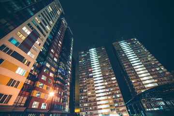Fototapeta na wymiar panoramic view in a residential area at night 