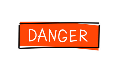 Warning sign. Hand lettering. Caution attention signpost. Vector.