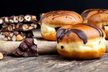 soft delicious donuts with chocolate filling