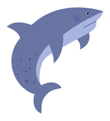 Dangerous sea predator character isolated on white