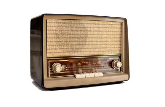 Old retro analog radio vintage, isolated white background