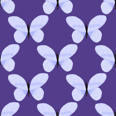 L12122021-03Butterfly pattern seamless in freehand style. Cute insect which fly in a meadow on colorful background. Vector illustration for textile.