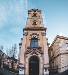 Fototapeta na wymiar Church captured by a wide-angle lens.