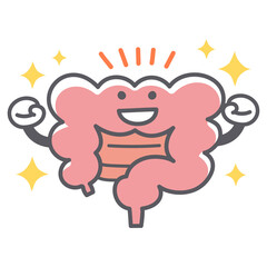 元気な腸のシンプルで可愛いイラスト