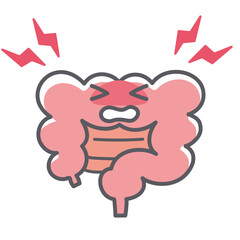 ダメージを受ける腸のシンプルで可愛いイラスト