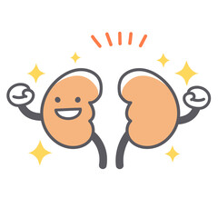 元気な腎臓のシンプルで可愛いイラスト