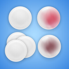 Makeup remover, cosmetic cotton pads, vector isolated illustration