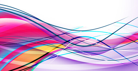 Colorful festive background with multicolored dynamic lines. Bright abstract template for design of invitation, party, holiday, festival, flyer, poster, banners.