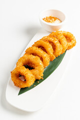 Deep Fried Calamari Rings with sauce