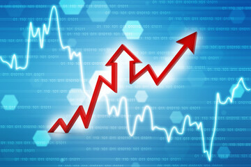 3d rendering business graph and documents. Stock market chart. Business graph background, Financial Background