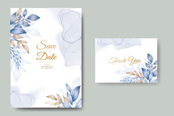 elegant blue floral wedding invitation template