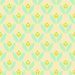 geometric seamless pattern floral with abstract leaves