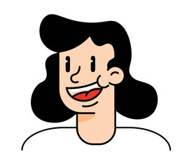 1930's rubber hose style, retro cartoon character, female head, vintage comic smiling face, illustration