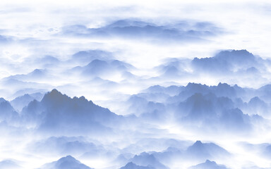 mountains and clouds