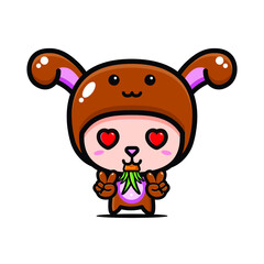 child in brown bunny clothes