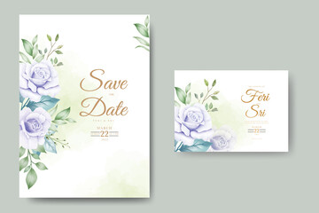 Fototapeta na wymiar elegant blue floral wedding invitation template