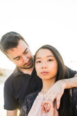 Interracial couple in love. Attractive boyfriend and girlfriend.