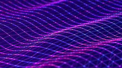 Technology background. Honeycomb concept. Big data. Hexagonal space with connected dots and lines. 3d