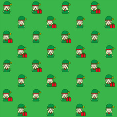 Cute Female Elf Pattern - Suitable for background, fabric, design asset, new year, christmas, wrapping paper, wallpaper and illustration in general