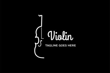 Simple Minimalist Violin Silhouette for Music Concert Show Logo Design Vector