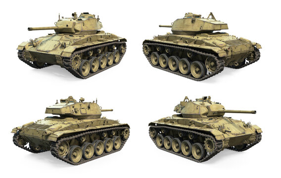 US Light Tank M24. 3D-renders isolated on white background