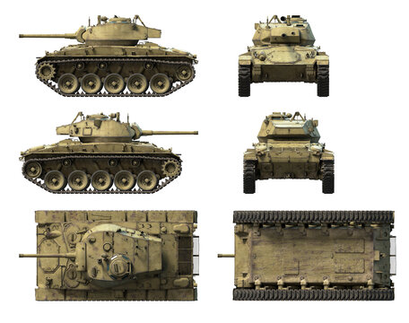 US Light Tank M24. 3D-renders isolated on white background
