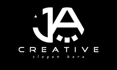 circle JA geometric monogram letters logo design vector, business logo, icon shape logo, rectangle squire polygon letters modern unique minimalist creative logo design, vector template	
