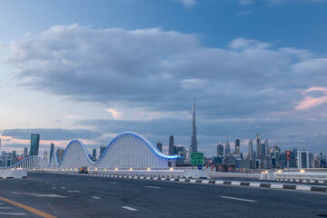 Sunset view of Maidan Bridge Dubai,