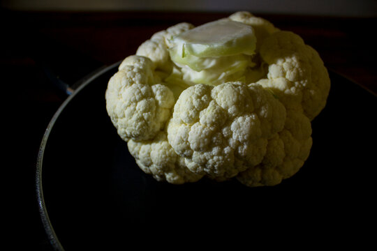 White Cabbage On A Black Background