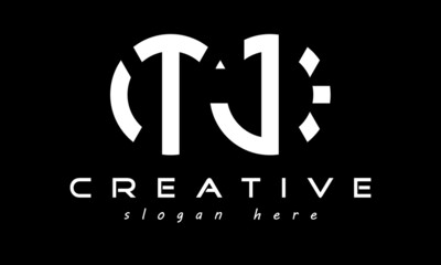 circle TJ geometric monogram letters logo design vector, business logo, icon shape logo, rectangle squire polygon letters modern unique minimalist creative logo design, vector template	
