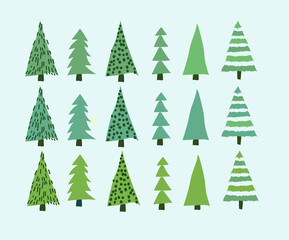 christmas tree pine trees. scandinavian style. boho design eps 10 