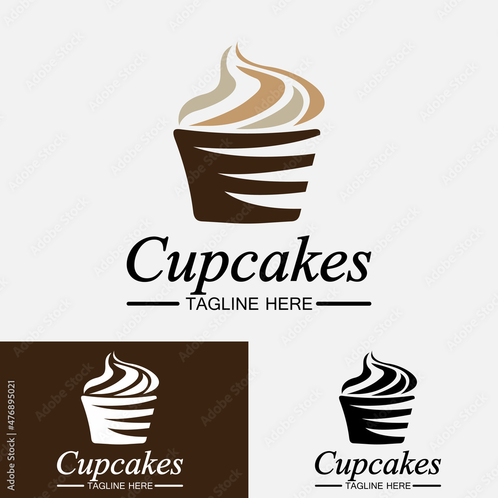 Wall mural cupcake logo design vector template. cupcakes bakery icon.