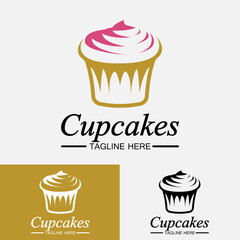Cupcake Logo design vector template. Cupcakes bakery icon.