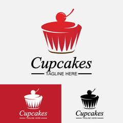 Cupcake Logo design vector template. Cupcakes bakery icon.