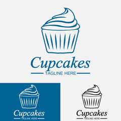 Cupcake Logo design vector template. Cupcakes bakery icon.