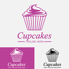 Cupcake Logo design vector template. Cupcakes bakery icon.
