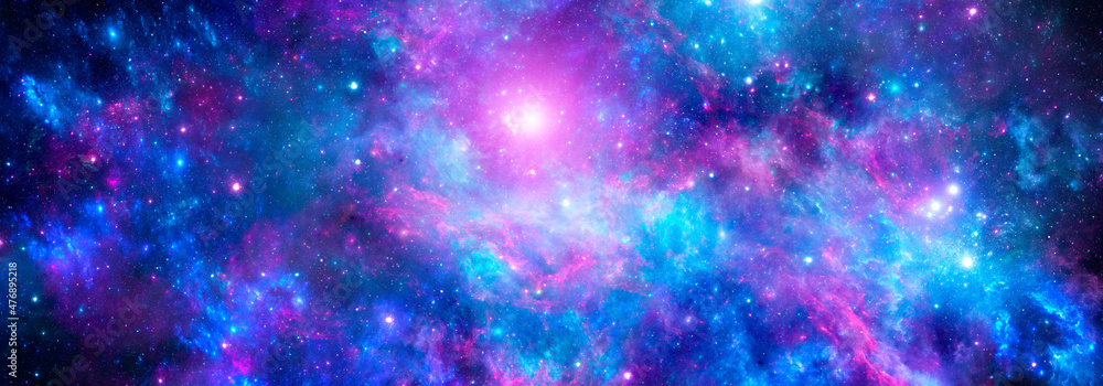 Sticker cosmic background nebula with stars in deep space