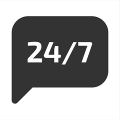 round the clock 7 days vector icon isolated on white background. 24 hour speech bubble stock vector illustration for web, mobile app and ui design