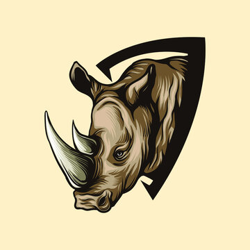 Horned rhino head illustration