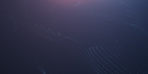 Abstract particular digital background hi-tech and scientific technology data line connect. particular wave dynamic mesh big data technology illustration background. 3d render particular line bg.	