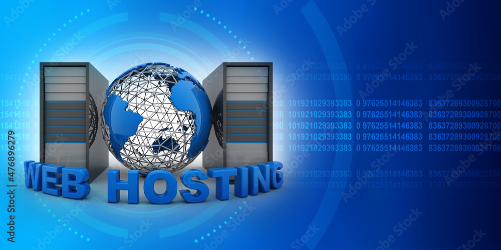 Poster 3d rendering database storage data base with globe