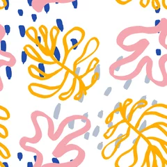 Gordijnen Art matisse kleurrijk bloemmotief. Natuurlijke organische vormen en texturen. Vector naadloze achtergrond © Felizabeth